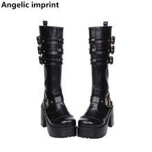 Zapatos de tacón alto angelicales para mujer, Botas de moto punk femeninos de 8cm, 35-40 39 2024 - compra barato