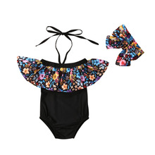 Conjunto de biquíni florida para meninas, roupa de banho para praia 2024 - compre barato