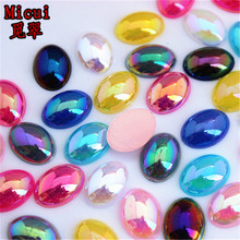 Mihc 100pcs 10*14mm misturar strass acrílico oval em forma de cor flatback para não hotfix jóias acessórios decorações mc431 2024 - compre barato