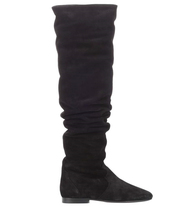 Botas altas plisadas hasta el muslo para mujer, botines largos planos por encima de la rodilla, zapatos de pasarela, color negro 2024 - compra barato