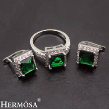 Hermosa Pretty Women Jewelry Set Silver Color Stud Earrings Ring 8# Fashion Lady Jewellry Sets 2024 - buy cheap