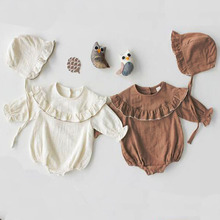 Summer Baby Bodysuit Spring Newborn Clothes Baby Boy Korean Version of the Lotus Leaf Collar Long Sleeve Jumpsuit Girls Jumpsuit 2024 - buy cheap