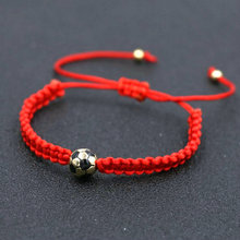 Pulsera de bola de fútbol de Color dorado y cobre de la suerte para niña, brazalete trenzado de hilo rojo para mujer, hombre, niña, niño, regalo de joyería 2024 - compra barato