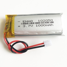 3.7V 102050 1000mAh lithium polymer lipo Rechargeable battery JST 2.0mm 2pin plug for KTV household wired microphone  GPS Camera 2024 - buy cheap