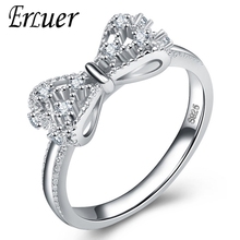 ERLUER Lovely Style Bowknot Round Finger Rings Crystal Zircon For Women Girls Wedding Jewelry Trendy Birthday Love Gifts Ring 2024 - buy cheap