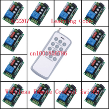 Interruptor de controle remoto sem fio, 220 v 10 a 12ch interruptor cada canal é código de aprendizagem independente alternância/momentâneo led liga desliga interruptor sem fio