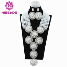 2017 Latest Nigerian Wedding African Beads Jewelry Set White Costume Crystal Beads Jewelry Necklace Set Free Shipping  HX618 2024 - buy cheap