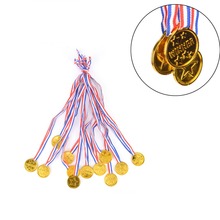 12 x Children Gold Plastic Winners Medals Sports Day Party Bag Prize Awards Toys For party decor Hot 2024 - buy cheap