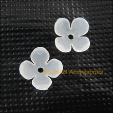 200Pcs White Acrylic Plastic Clover Flower Spacer Beads End Caps Charms 10mm 2024 - buy cheap
