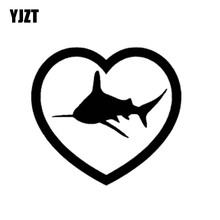 YJZT 10,8 см * 12 см сердце Акула модные виниловые Стикеры для автомобиля Стайлинг автомобиля наклейки Черный Серебряный C11-0334 2024 - купить недорого
