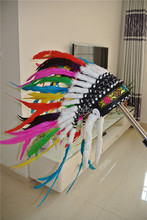 colorful indian feather headdress war bonnet Replica made 21inch full high feather headpiece headband feather halloween costumes 2024 - buy cheap