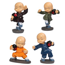 4 pçs/set bonito pouco kung fu monges criativo resina artesanato carro ornamentos casa sala de estar mobiliário desktop artigos decorações 2024 - compre barato