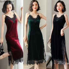 AreMoMuWha 2019 New Autumn Velvet Dress Small Dress Temperament In The Sleeves Gauze Stitching Slim Slimming V-neck Dress MH223 2024 - buy cheap