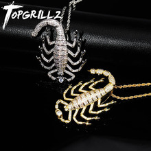 TOPGRILLZ Animal Scorpion Hip Hop Pendant With Tennis Chain Gold Silver Color Bling Cubic Zircon Men's Necklace Jewelry For Gift 2024 - buy cheap