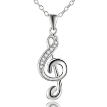 Hot sell silver plated pendant necklace for women Musical note necklace pendant inlaid zircon wedding jewelry drop shipping 2024 - buy cheap