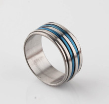 Blue And Sliver Four Strip Can Be Rotatable Stainless Steel  Rotating Rings For Women And Men Fashion Jewelry 2024 - buy cheap