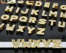 Venta al por mayor de 260 unids/lote, 8mm, A-Z, letra deslizante dorada, alfabeto artesanal 2024 - compra barato