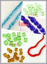 Wholesale 4mm Square  Loose Spacer Crystal Glass Beads 100pcs/lot Cube Crystal Necklace DIY Beads For Jewelry Making 2024 - buy cheap