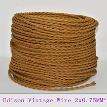 2*0.75mm2 Edison Vintage Wire Twisted Textile Cable Vintage Lamp Cord Retro Braided Electrical Wire Fabric Pendant Lamp Wire 10M 2024 - buy cheap