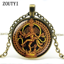 2018/Golden Buddha Necklace Destroyed Dance Lord Shiva Pendant Glass Buddhist Necklace Indian God Spirit Amulet Necklace 2024 - buy cheap