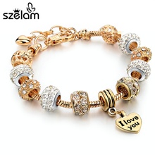 Szelam 2019 High Quality Charms Beads Fit Gold Bracelets For Women Fashion Heart Bracelets & Bangles SBR140738 2024 - buy cheap