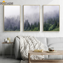 Nordic Fog Forest Lanscape Wall Art Canvas Poster and Print Canvas Painting Decorative Picture for Living Room Home Decor 2024 - buy cheap