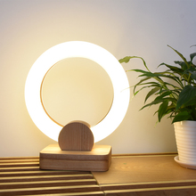 High quality Nordic creative circular wood table lamp Villa  bedroom study LED decorative table lamp 2024 - buy cheap