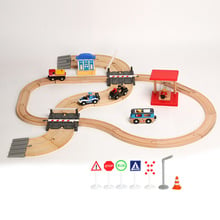 EDWONE-One Set Train Car Magnetic Crane Track Wood Railway 2 Way Slot Toy DIY Model Toys Kids Gifts Fit  Biro 2024 - buy cheap