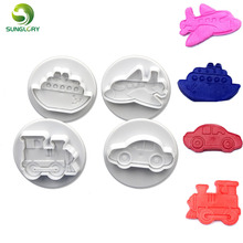 4PCS Plastic Car Plunger Cutter Cake Mold Plane Biscuit Cake Decoration Fondant Train Vessel Cookie Cutter Baking Tools For Cake 2024 - buy cheap