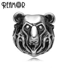 REAMOR 5pcs/lot 2mm Bear Head 316l Stainless Steel Small Hole Animal beads Charms for Men String Bracelets DIY Jewelry Making 2024 - buy cheap