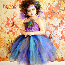 Keenomommy vestido de princesa tutu de penas de pavão para meninas, foto, adereço para halloween fantasia de bebê crianças vestido de festa de aniversário ts125 2024 - compre barato