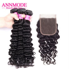 3/4 Bundles Brazilian Deep Wave With Closure 100% Human Hair Bundles With Closure 4x4 Inch Closure With Bundles Non Remy 2024 - buy cheap