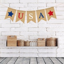 The United States Independence Day String Flag USA Letters Jute Burlap Swallowtail Banners Garland for Parades 4th of July Decor 2024 - buy cheap