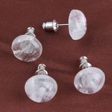 Xishangmie-pendientes de cristal blanco de roca Natural para mujer, aretes chapados en plata, piedra de media esfera, joyería, 1 par 2024 - compra barato