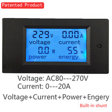 LCD Digital Display AC 80-270V 0-20A 45-60Hz Voltmeter/Ammeter/ Energy Meter/Power Meter/ Electric Power Monitor Bulit-in Shunt 2024 - buy cheap