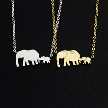 Colares para mãe e bebê, de elefante duplo, presentes, jóias em aço inoxidável, animais, mamãe, bebê, colares com pingentes, bijuterias femininas 2024 - compre barato