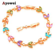 Leaves Design  Gold color Bracelets for women 2016 Color Crystal & AAA Zircon overlay Fine Fashion jewelry TB831A 2024 - buy cheap