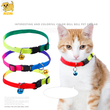 Cute Pet Dog Collars Cat Outdoor Nylon Leads Collar Rainbow Color Adjustable With Bells For Small Puppy Chihuahua Pets Supplier 2024 - buy cheap