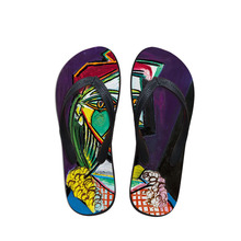 Moda verão praia flip flops chinelos homens sandálias pintura arte impressão menino sapatos planos designer mestre peça pablo picasso 2024 - compre barato