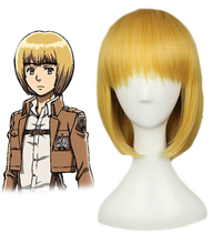 Peluca sintética de fibra resistente al calor para Cosplay, pelo corto y recto, Bobo, Attack on Titan, Armin, Arlert 2024 - compra barato