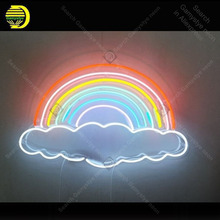 Rainbows-señal de neón de nubes para decoración del hogar, lámparas de neón de arte icónico con lámpara de tablero transparente, obra de arte, encantadora luz de neón hecha a mano para dormitorio 2024 - compra barato