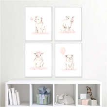 Scandinavian Pink Baby Pig Balloon Wall Art Canvas Painting Nordic Posters And Prints Animals Wall Pictures Baby Kids Room Decor 2024 - buy cheap