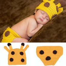 New Crochet Baby Costume Set Handmade Baby Hat + Diaper Sets Toddler Photography Props Newborn Knitted Giraffe Outfit 2024 - buy cheap