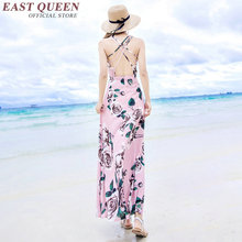 halter top sundresses maxi long summer beach dress tunic backless holiday sea dress floral print sundresses for women KK1250 2024 - buy cheap