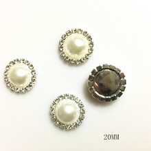 CJSIR-botón redondo de diamantes de imitación de perla blanca, hebillas de cristal DIY para boda, decoración de Navidad, 20mm, 10 Uds. 2024 - compra barato