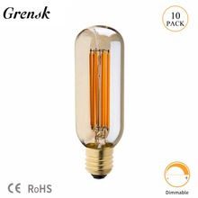 Grensk LED Bulb Gold Tint 6W T45 Tubular Shape Vintage LED Lamp Long Filament Bulb Super Warm 2200K E26 E27 Base Lamps Dimmable 2024 - купить недорого