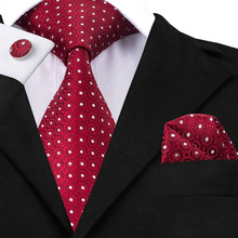2016 Fashion Red White Novelty Tie Hanky Cufflinks Silk Necktie Ties For Men Formal Business Wedding Party C-1018 2024 - buy cheap