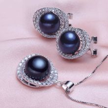 925 sterling silver natural pearl jewelry sets for women luxury bridesmaid pearl Necklace Pendant earrings girls party gift 2024 - buy cheap