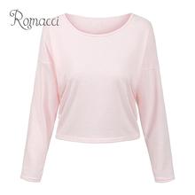 Romacci pull femme hiver moda feminina camisola de malha sólida o-pescoço manga longa casual solto fino jumper topo pulôver malhas 2024 - compre barato