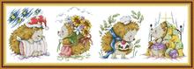 Happy little hedgehog cross stitch kit aida 14ct 11ct count print canvas cross stitches   needlework embroidery DIY handmade 2024 - buy cheap